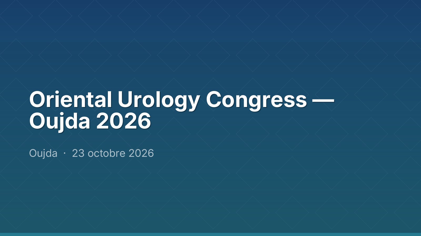 Oriental Urology Congress — Oujda 2026