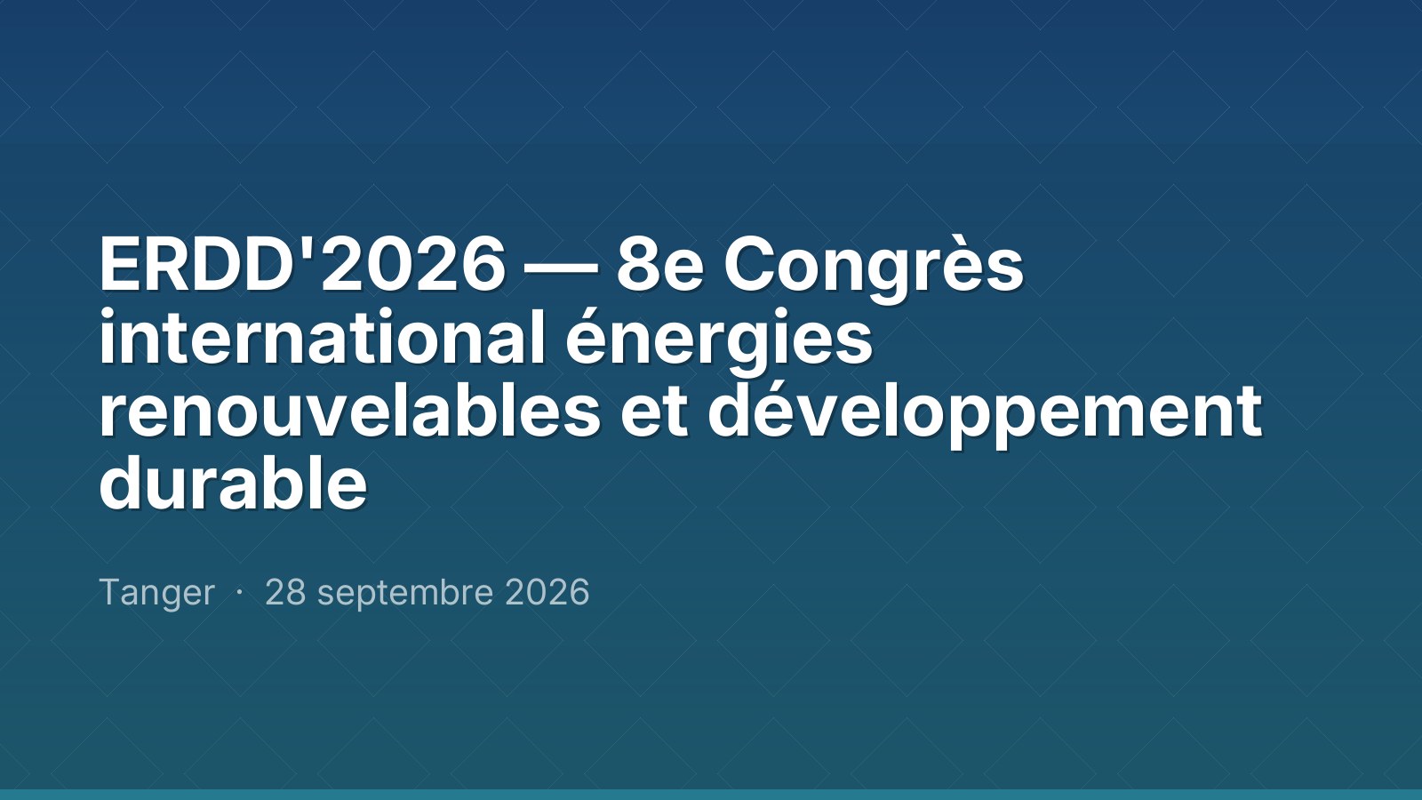 ERDD'2026 — 8e Congrès international énergies renouvelables et développement durable