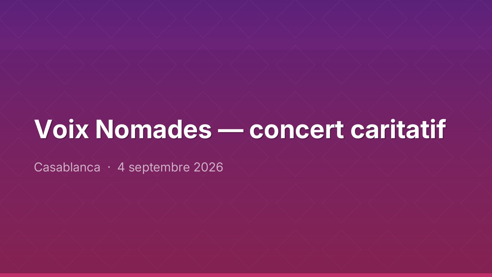 Voix Nomades — concert caritatif