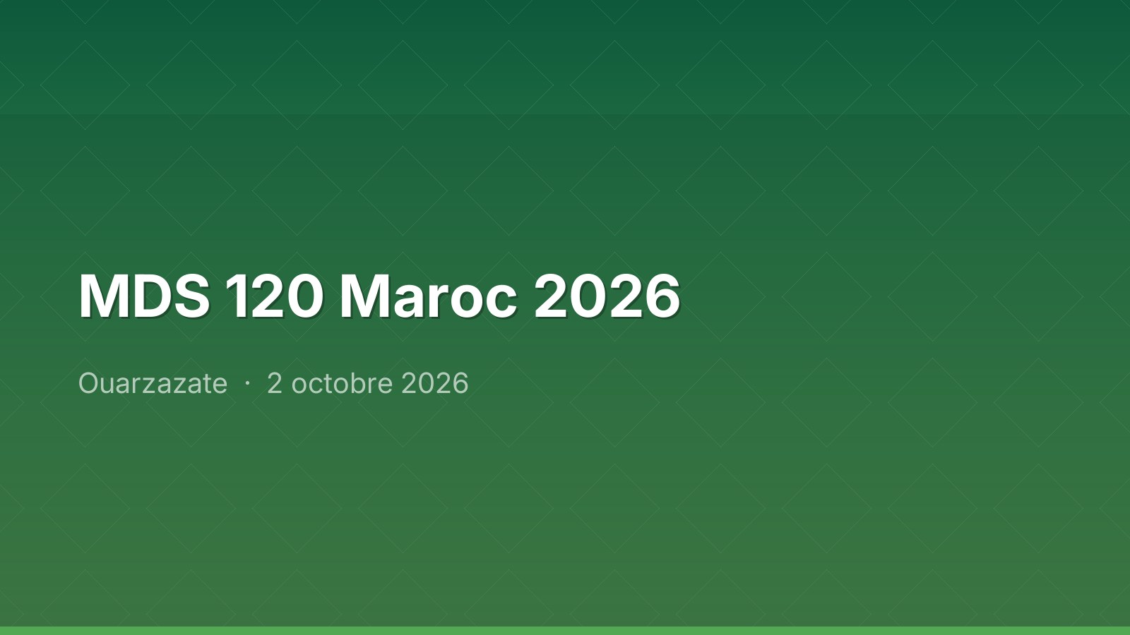 MDS 120 Maroc 2026