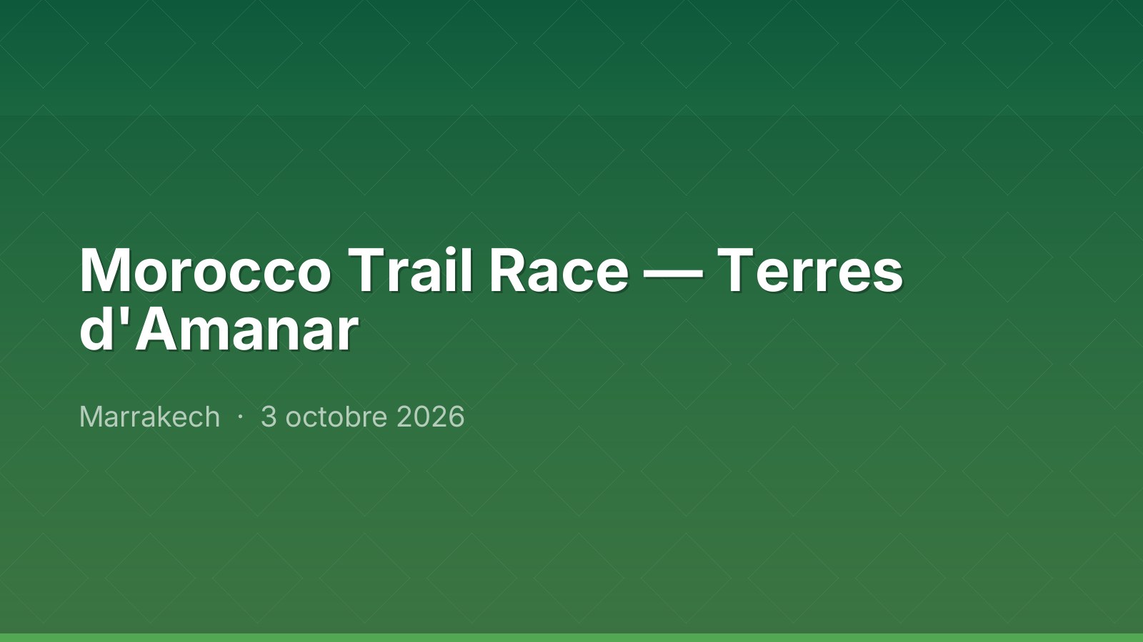 Morocco Trail Race — Terres d'Amanar