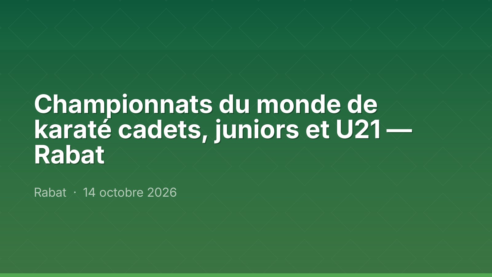 Championnats du monde de karaté cadets, juniors et U21 — Rabat