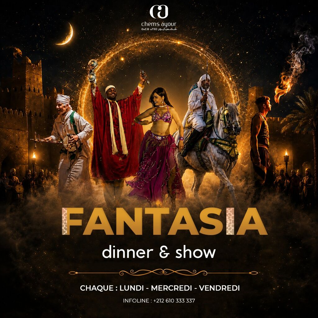 Agadir / Taghazout : Dîner-Spectacle Fantasia & Expérience Immersive « Les 7 Trésors du Maroc »